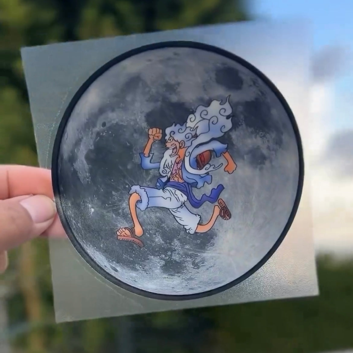 Luffy Moon reflective Sticker !