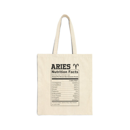 Aries Ingredients - Canvas Tote Bag  Eco-Friendly