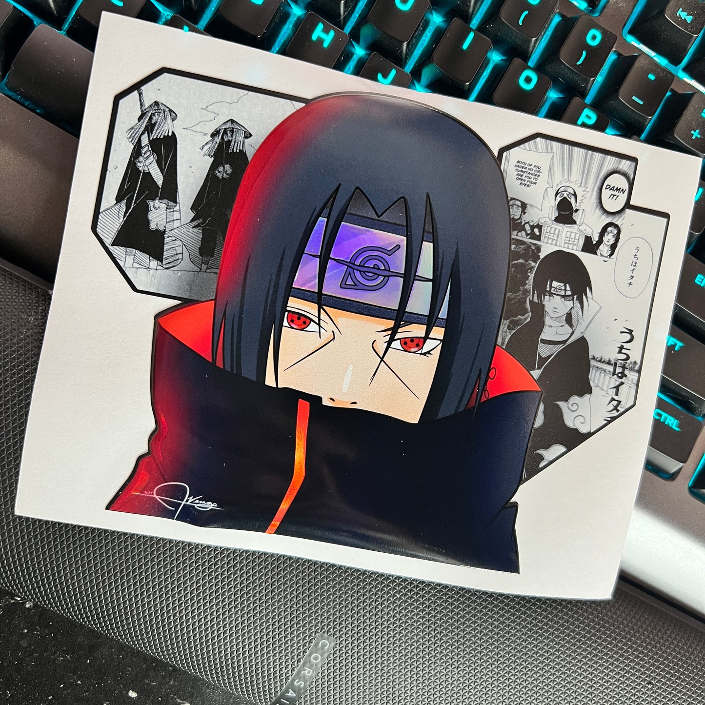 Itachi Akatsuki Hybrid Manga Premium Holo Sticker